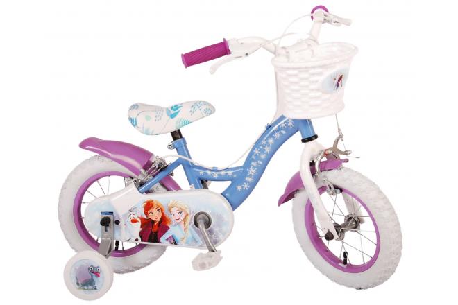 Disney Frozen 2 Kinderfahrrad - Mädchen - 12 Zoll - Blau/Lila - Zweihandbremsen