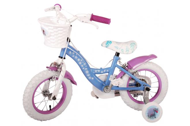 Disney Frozen 2 Kinderfahrrad - Mädchen - 12 Zoll - Blau/Lila - Zweihandbremsen