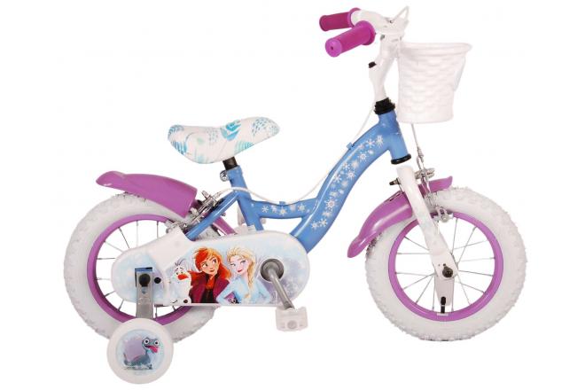 Disney Frozen 2 Kinderfahrrad - Mädchen - 12 Zoll - Blau/Lila - Zweihandbremsen