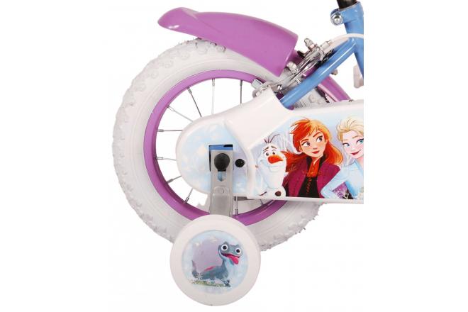 Disney Frozen 2 Kinderfahrrad - Mädchen - 12 Zoll - Blau/Lila - Zweihandbremsen