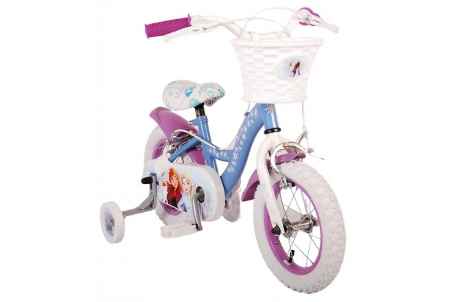 Disney Frozen 2 Kinderfahrrad - Mädchen - 12 Zoll - Blau/Lila - Zweihandbremsen