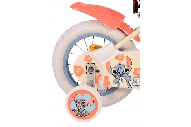 Disney Stitch Kinderfahrrad - Mädchen - 12 Zoll - Creme Koralle Blau