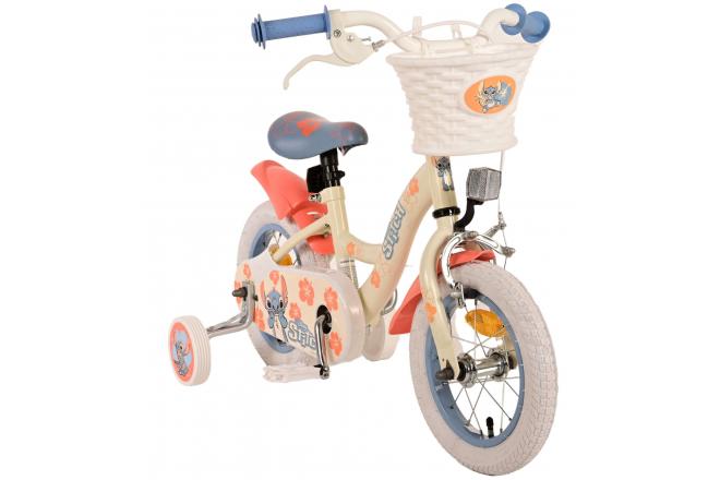 Disney Stitch Kinderfahrrad - Mädchen - 12 Zoll - Creme Koralle Blau