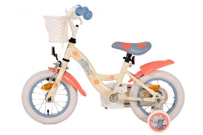 Disney Stitch Kinderfahrrad - Mädchen - 12 Zoll - Creme Koralle Blau