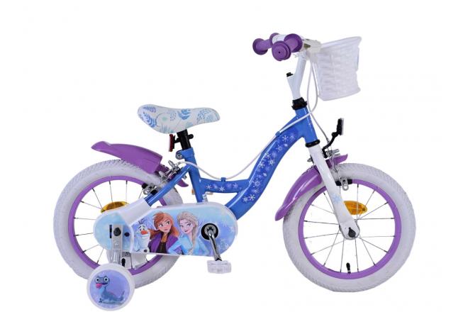 Disney Frozen 2 Kinderfahrrad - Mädchen - 14 Zoll - Blau/Lila - Zweihandbremsen