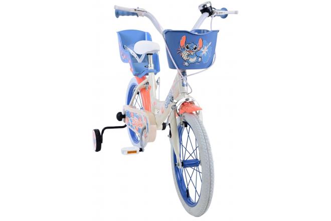 Disney Stitch Kinderfahrrad - Mädchen - 16 Zoll - Creme Koralle Blau - Zweih andbremsen