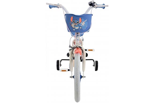 Disney Stitch Kinderfahrrad - Mädchen - 16 Zoll - Creme Koralle Blau - Zweih andbremsen