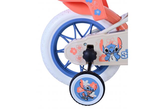Disney Stitch Kinderfahrrad - Mädchen - 12 Zoll - Creme - Koralle - Blau