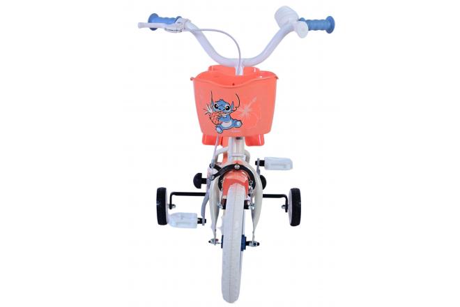 Disney Stitch Kinderfahrrad - Mädchen - 12 Zoll - Creme - Koralle - Blau