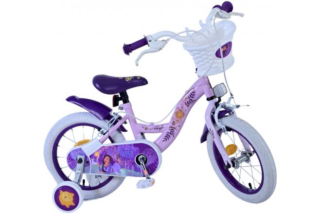 Disney Wish Kinderfahrrad - Mädchen - 14 Zoll - Lila - Zwei Handbremsen