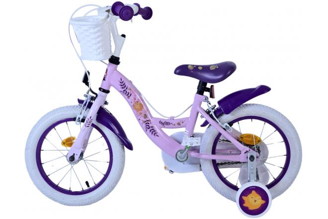 Disney Wish Kinderfahrrad - Mädchen - 14 Zoll - Lila - Zwei Handbremsen