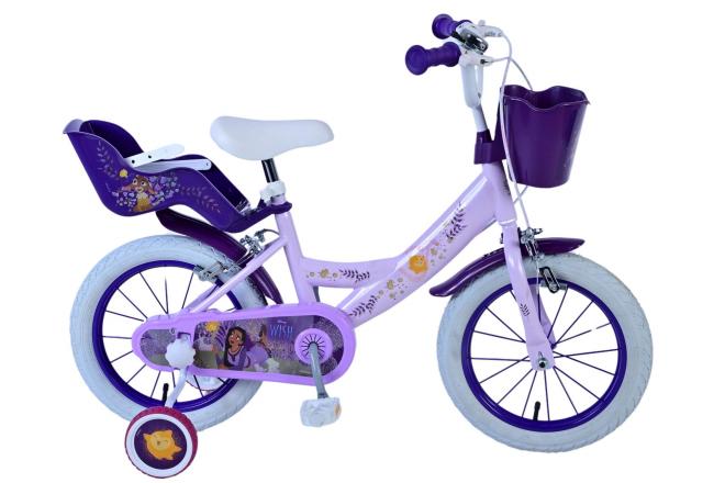 Disney Wish Kinderfahrrad - Mädchen - 14 Zoll - Lila - Zwei Handbremsen