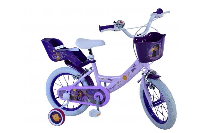 Disney Wish Kinderfahrrad - Mädchen - 14 Zoll - Lila - Zwei Handbremsen