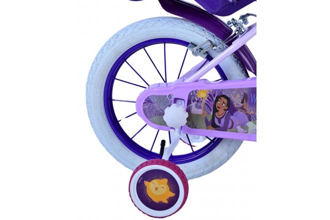 Disney Wish Kinderfahrrad - Mädchen - 14 Zoll - Lila - Zwei Handbremsen