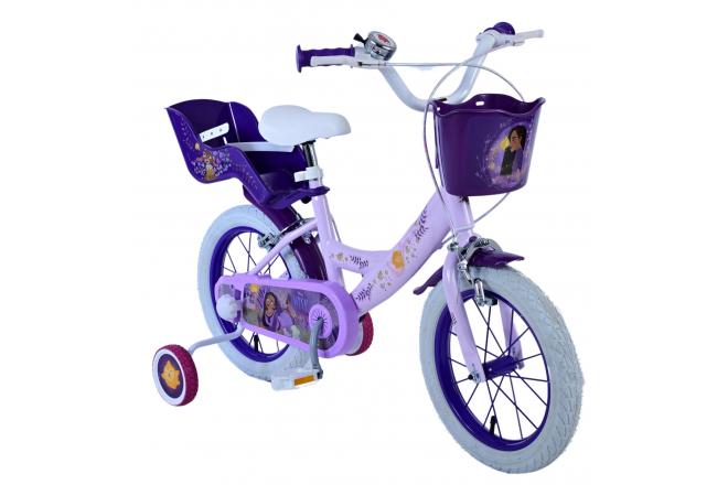 Disney Wish Kinderfahrrad - Mädchen - 14 Zoll - Lila - Zwei Handbremsen