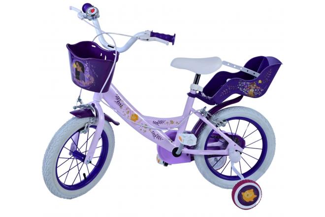 Disney Wish Kinderfahrrad - Mädchen - 14 Zoll - Lila - Zwei Handbremsen