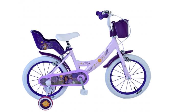 Disney Wish Kinderfahrrad - Mädchen - 16 Zoll - Lila - Zwei Handbremsen