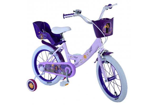 Disney Wish Kinderfahrrad - Mädchen - 16 Zoll - Lila - Zwei Handbremsen