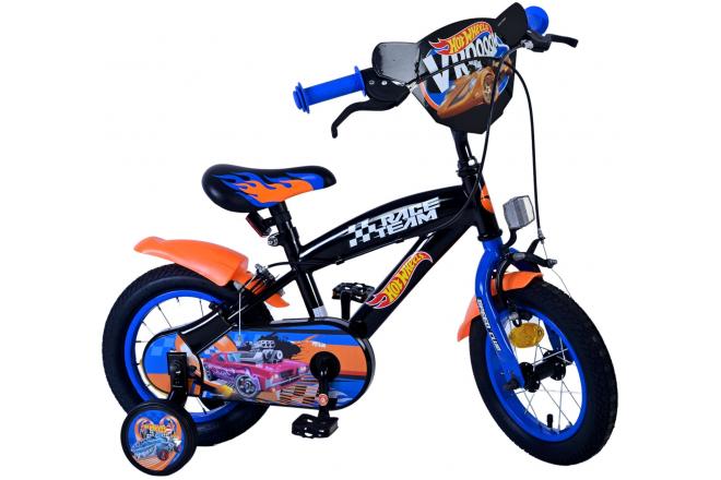 Hot Wheels Kinderfahrrad - Jungen - 12 Zoll - Schwarz Orange Blau - Zweihandbremsen
