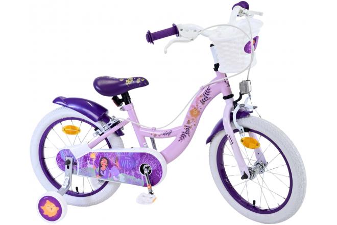 Disney Wish Kinderfahrrad - Mädchen - 16 Zoll - Lila - Zwei Handbremsen