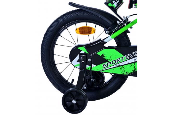 Volare Sportivo Kinderfahrrad - Jungen - 16 Zoll - Grün Schwarz - Zweihandbremsen