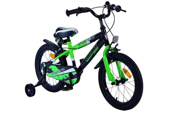 Volare Sportivo Kinderfahrrad - Jungen - 16 Zoll - Grün Schwarz - Zweihandbremsen