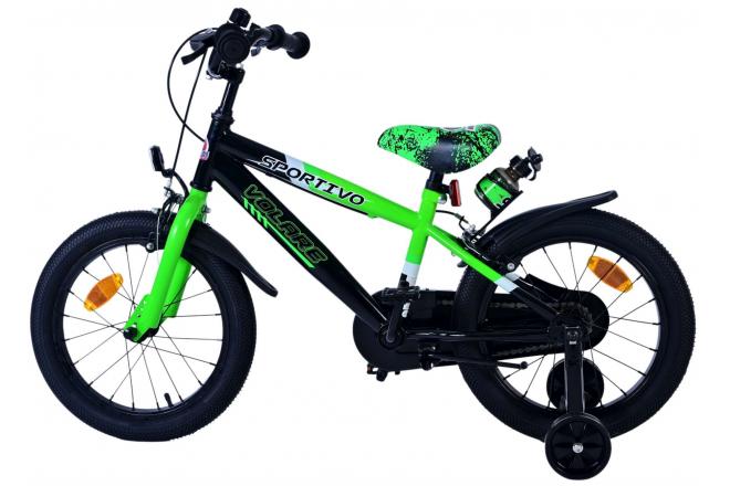 Volare Sportivo Kinderfahrrad - Jungen - 16 Zoll - Grün Schwarz - Zweihandbremsen