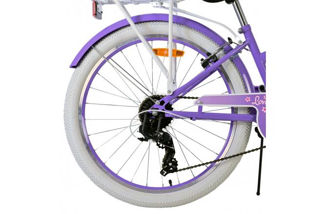 Volare Lovely Kinderfahrrad - Mädchen - 24 Zoll - Lila - 7 Gänge