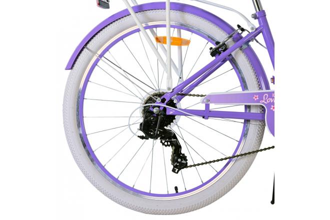 Volare Lovely Kinderfahrrad - Mädchen - 26 Zoll - Lila - 7 Gang