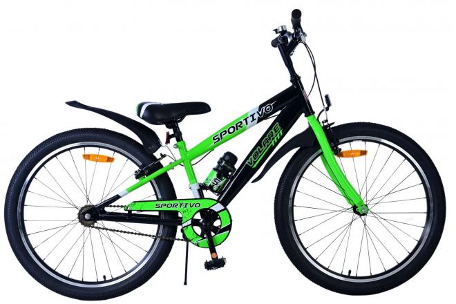 Volare Sportivo Kinderfahrrad - Jungen - 24 Zoll - Schwarz Grün - Zweihandbremsen