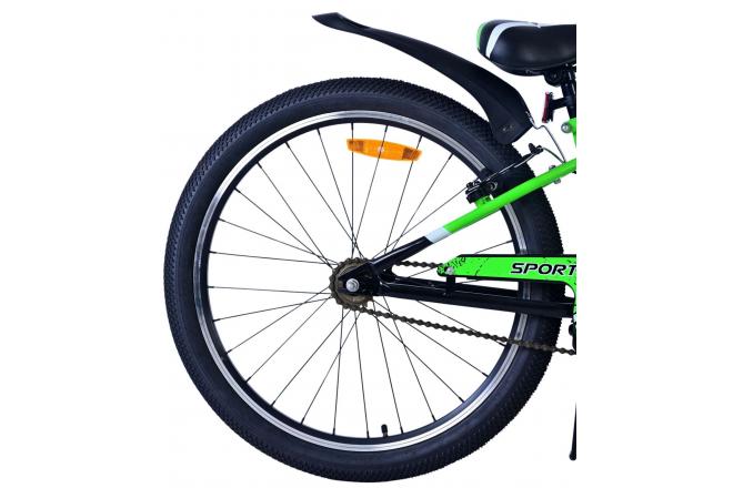 Volare Sportivo Kinderfahrrad - Jungen - 24 Zoll - Schwarz Grün - Zweihandbremsen