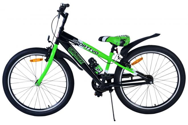 Volare Sportivo Kinderfahrrad - Jungen - 24 Zoll - Schwarz Grün - Zweihandbremsen