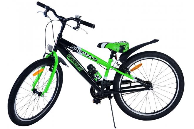 Volare Sportivo Kinderfahrrad - Jungen - 24 Zoll - Schwarz Grün - Zweihandbremsen
