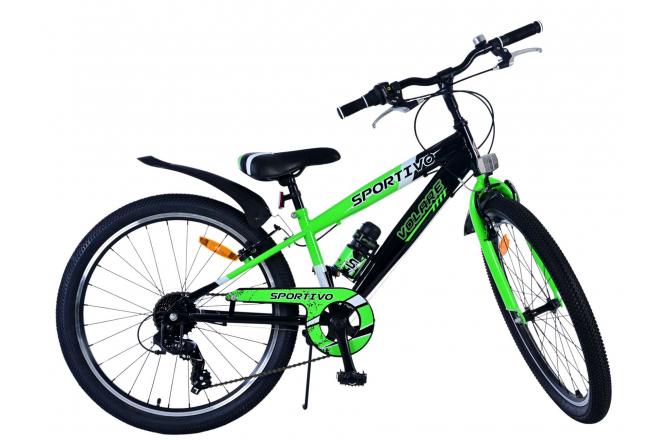 Volare Sportivo Kinderfahrrad - Jungen - 24 Zoll - 7 Gang - Schwarz Grün