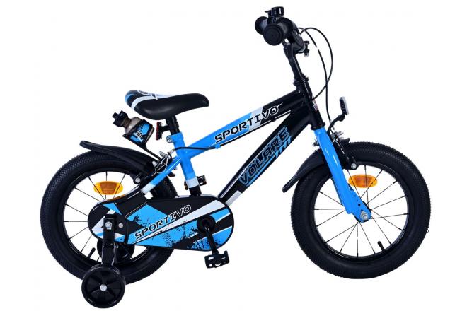Volare Sportivo Kinderfahrrad - Jungen - 14 Zoll - Blau Schwarz - Zweihandbremsen