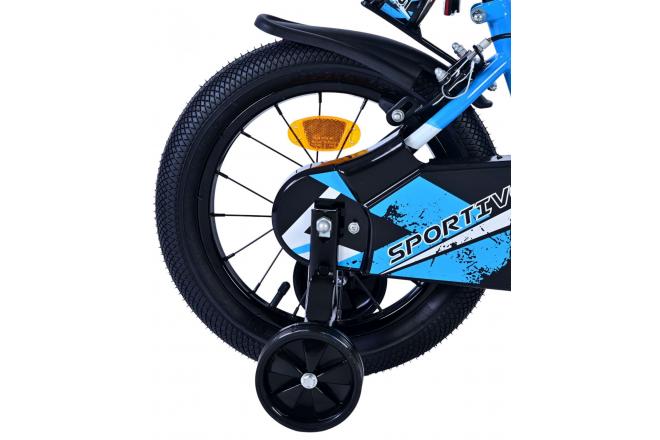 Volare Sportivo Kinderfahrrad - Jungen - 14 Zoll - Blau Schwarz - Zweihandbremsen