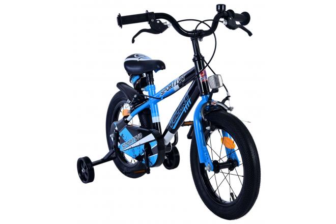 Volare Sportivo Kinderfahrrad - Jungen - 14 Zoll - Blau Schwarz - Zweihandbremsen