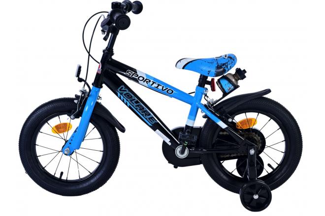 Volare Sportivo Kinderfahrrad - Jungen - 14 Zoll - Blau Schwarz - Zweihandbremsen