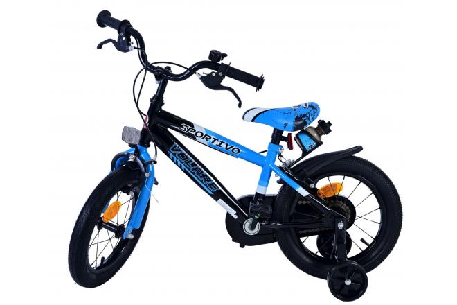 Volare Sportivo Kinderfahrrad - Jungen - 14 Zoll - Blau Schwarz - Zweihandbremsen
