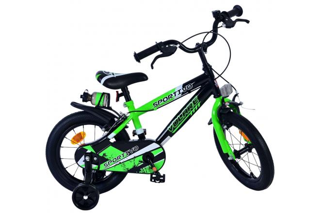 Volare Sportivo Kinderfahrrad - Jungen - 14 Zoll - Grün Schwarz - Zweihandbremsen