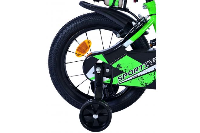 Volare Sportivo Kinderfahrrad - Jungen - 14 Zoll - Grün Schwarz - Zweihandbremsen
