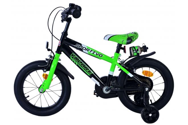 Volare Sportivo Kinderfahrrad - Jungen - 14 Zoll - Grün Schwarz - Zweihandbremsen