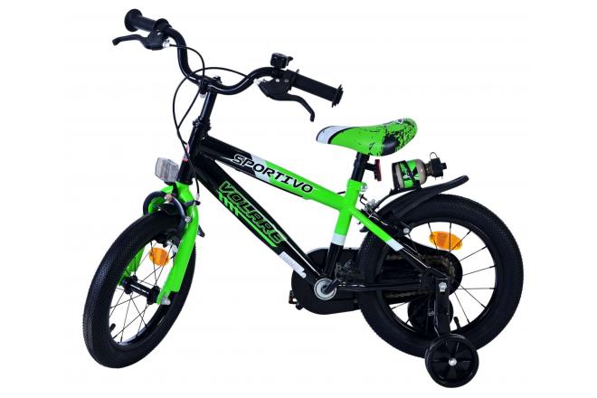 Volare Sportivo Kinderfahrrad - Jungen - 14 Zoll - Grün Schwarz - Zweihandbremsen