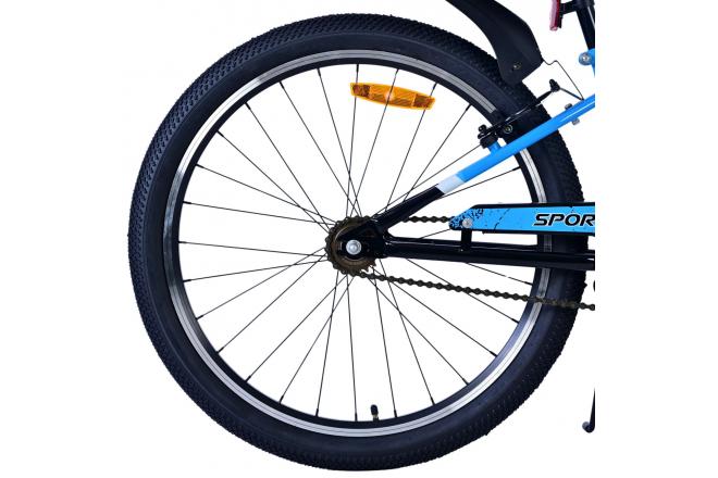 Volare Sportivo Kinderfahrrad - Jungen - 24 Zoll - Schwarz Blau - Zweihandbremsen