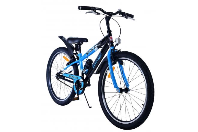 Volare Sportivo Kinderfahrrad - Jungen - 24 Zoll - Schwarz Blau - Zweihandbremsen