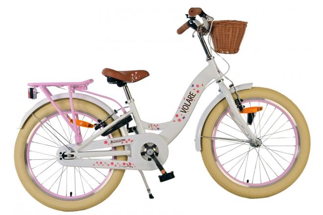 Volare Blossom Kinderfahrrad - Mädchen - 20 Zoll - Weiß - Zwei Handbremsen