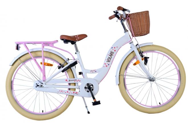 Volare Blossom Kinderfahrrad - Mädchen - 24 Zoll - Weiß - Zwei Handbremsen