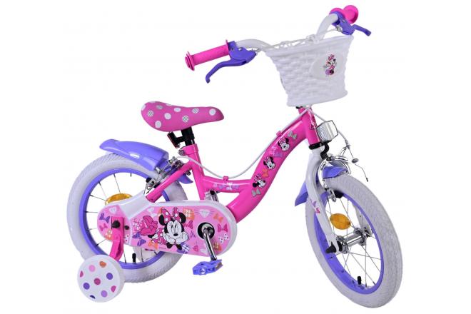 Disney Minnie Kinderfahrrad - Mädchen - 14 Zoll - Rosa - Zwei Handbremsen