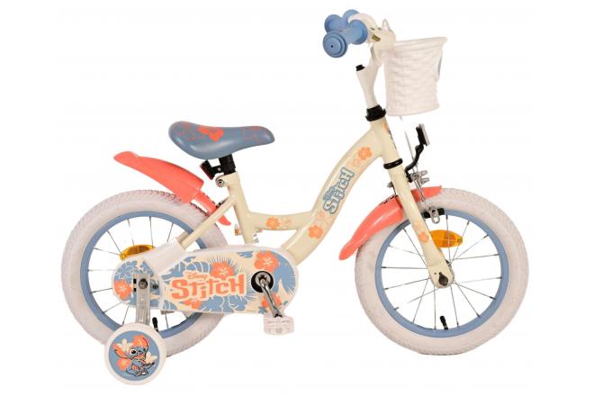 Disney Stitch Kinderfahrrad - Mädchen - 14 Zoll - Creme Koralle Blau [CLONE]