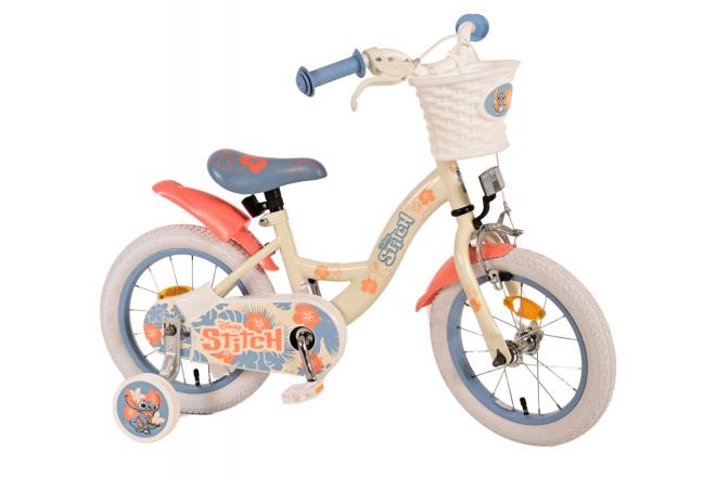 Disney Stitch Kinderfahrrad - Mädchen - 14 Zoll - Creme Koralle Blau [CLONE]